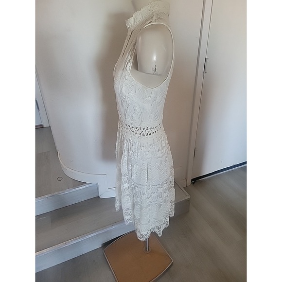 Windsor Lace Ruffled Scalloped Layered High Neck Dress M Romantic Feminine Balle - Picture 4 of 11